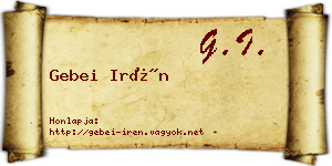 Gebei Irén névjegykártya